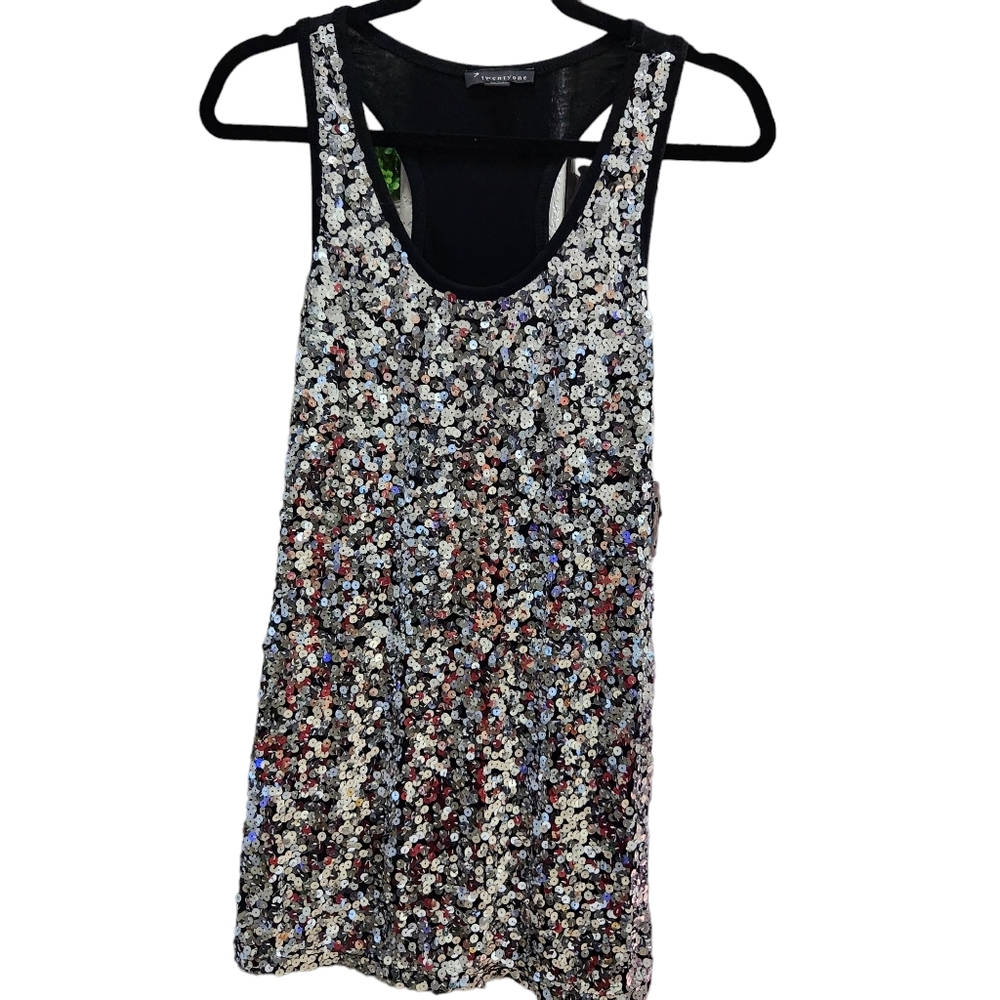 Twentyone Racer back Black and Silver sequence tank Size Medium